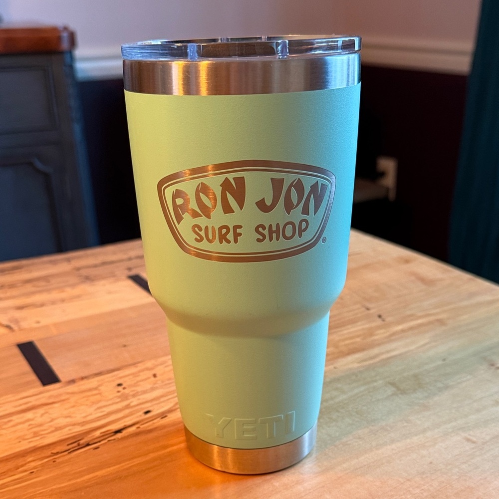Yeti Light Green Tumbler with Ron Jon Logo